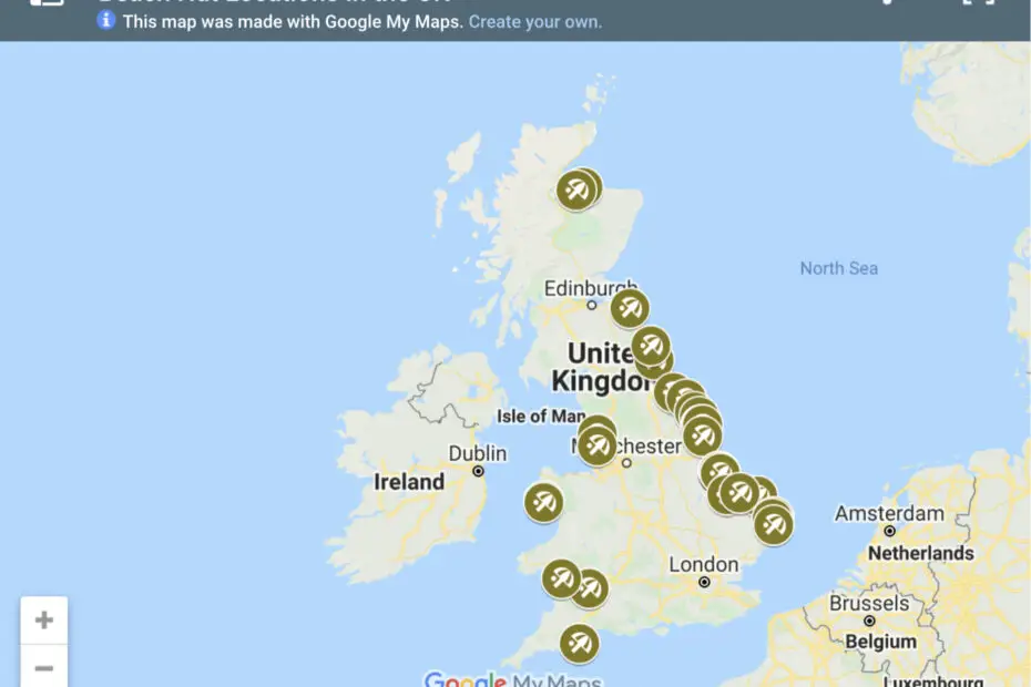 Image of Beach Hut Locations UK Map
